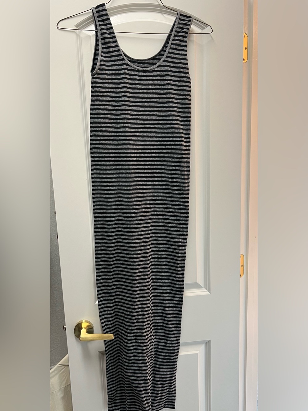 Women’s Black and Gray Striped Maxi Dress